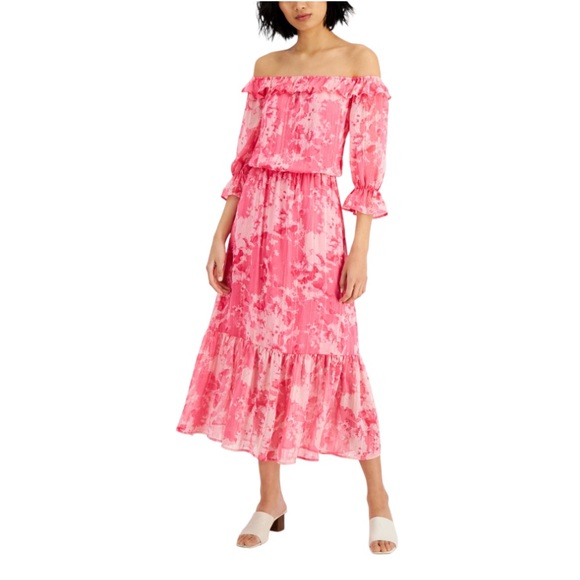 Willow Drive Floral-Print Off-The-Shoulder Maxi Dress Pink Floral - Picture 2 of 2